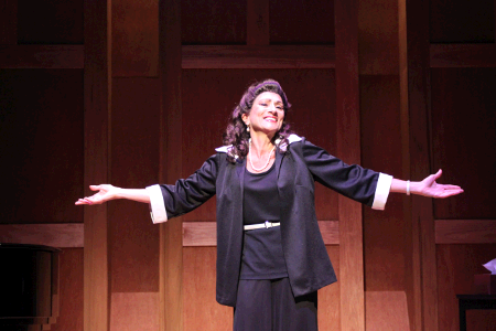 Marina Re performing on stage as Maria Callas in Master Class
